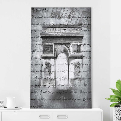 Vintage Paris 1 en gris (vertical) par Jodi - impression