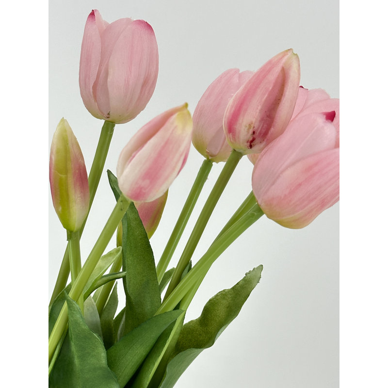 5 vraies tulipes artificielles, Rose pastel