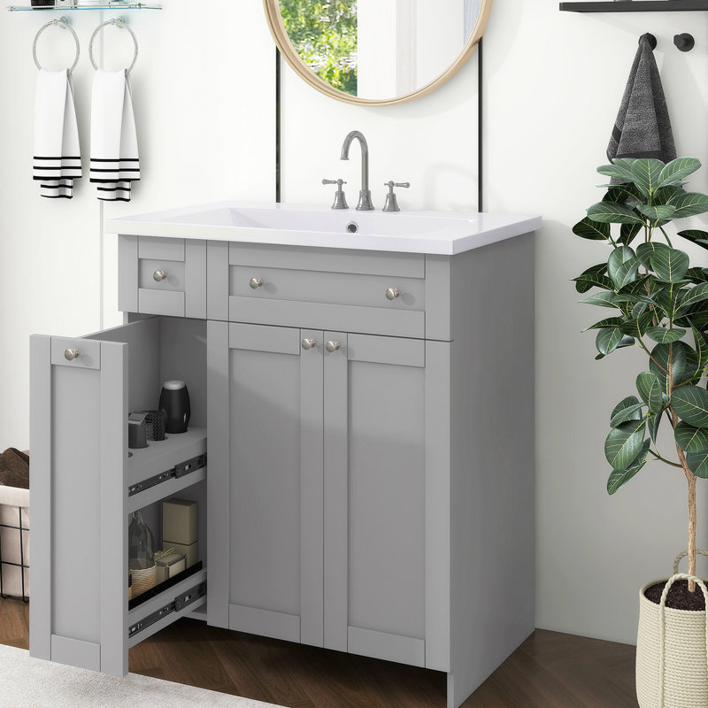 Meuble-lavabo simple 18,09 po avec plateau en résine, Gris