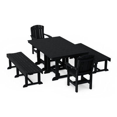 Heritage 5-Piece Rectangular Dining Set With Benches
