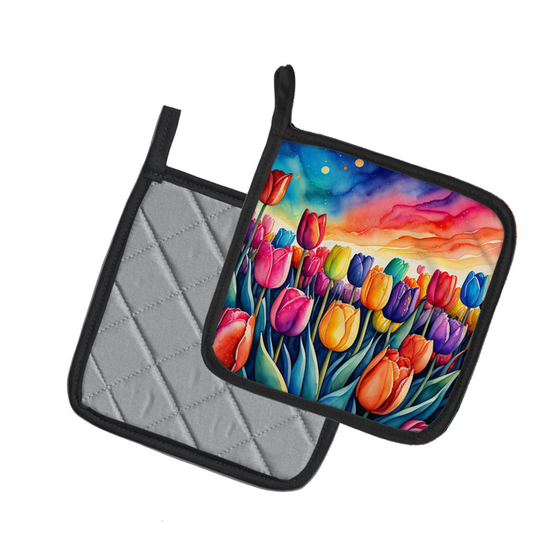 Colourful Tulips Pair of Pot Holders