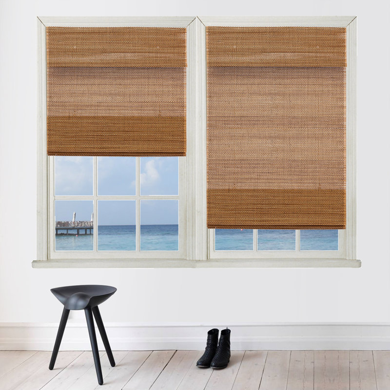 Store romain sans cordon avec abat-jour filtrant la lumière avec cantonnière de 7 pouces - tissé naturel, L 20 po x L 72 po