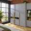 Surfinio Wardrobe with Open Shelving in Grey and Catania Oak, 158 cm