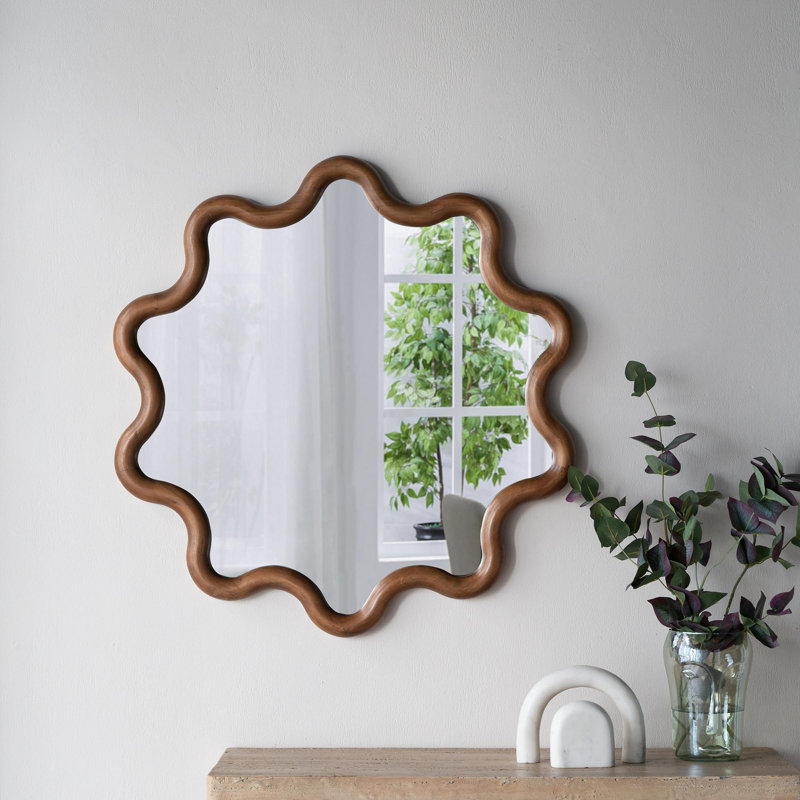 Miroir d'appoint 31 "x 30" en bois avec cadre unique