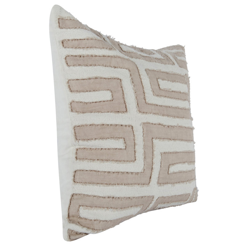 Mia Square Pillow Cover & Insert, Natural/Ivory