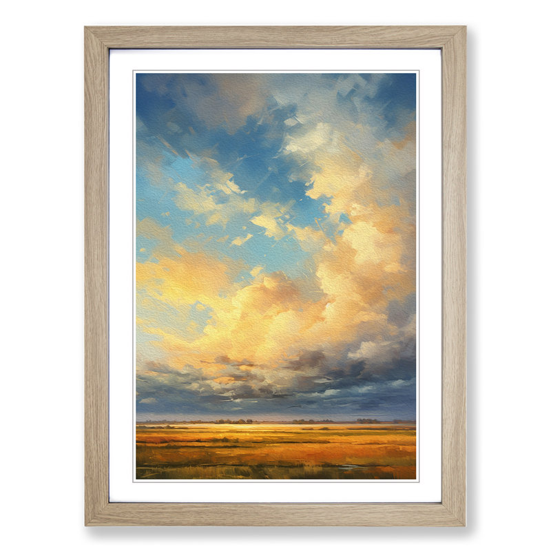 Single Picture Frame Print on Wood, Oak Framed, 64cm H x 46cm W