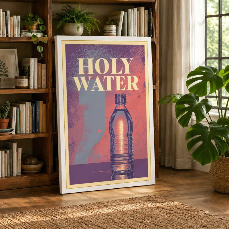 Holy Water Retro - Wrapped Canvas, 24x16 - 61.0 x 40.6 cm, Teal Border