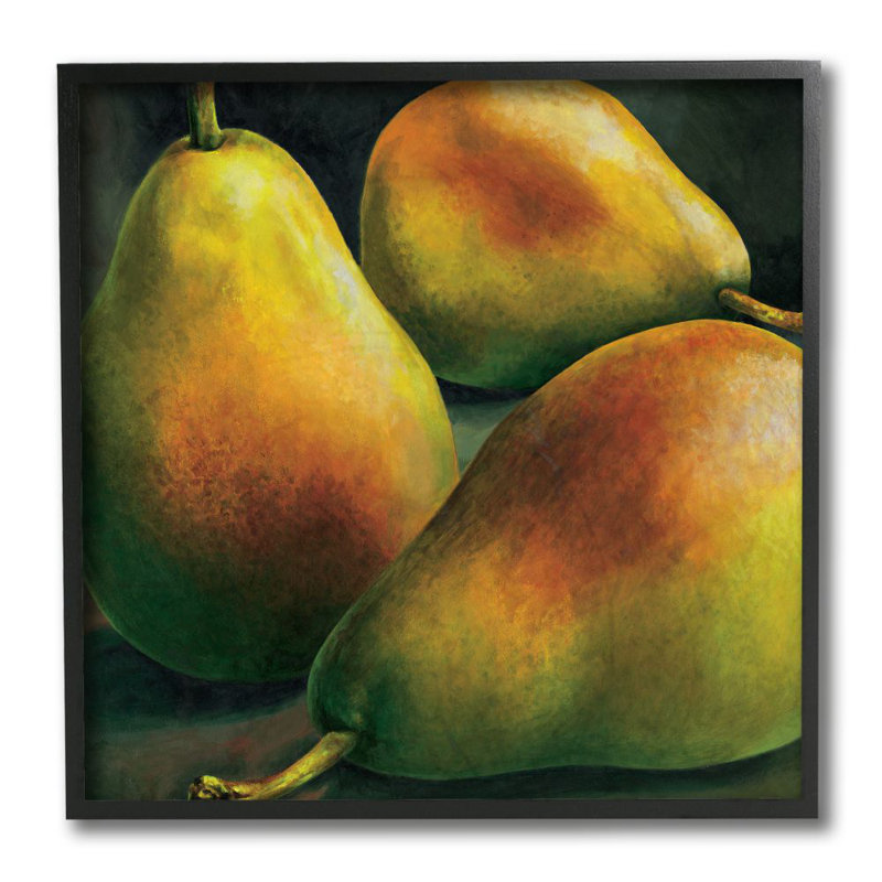 «Yellow Pear Red Blush Fruit Realistic» par Stefania Mottinelli, reproduction d'art graphique, H 12 po x l 12 po x P 1,5 po