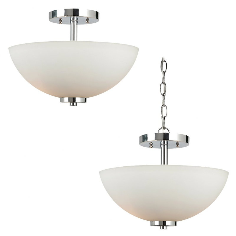 Luminaire suspendu convertible semi-encastré à deux lumières Oslo de Génération Lighting , Chrome, Non, 100 W moyen