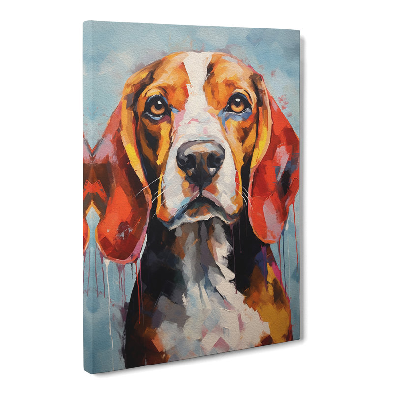 Beagle Hard Edge Painting - Print, 60cm H x 40cm W x 3cm D