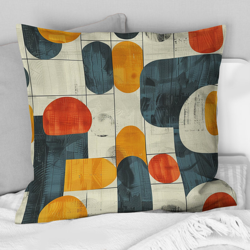 Coussin orange Midcentury Shapes II - Midcentury, H 16 po x l 16 po