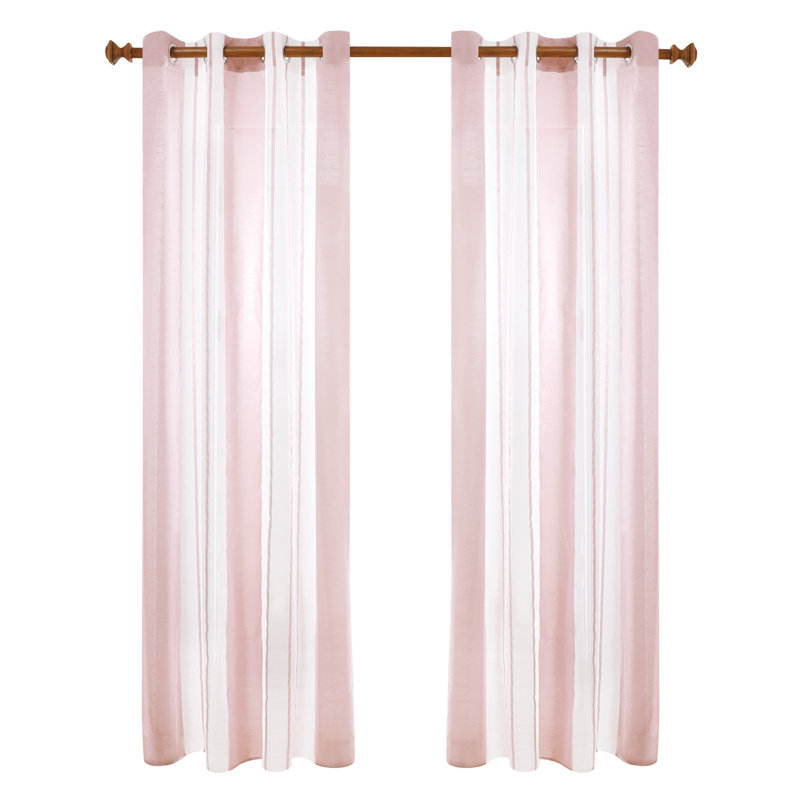 Dearious Sheer Curtain Pair, Pink, Width 140 x Drop 183 cm
