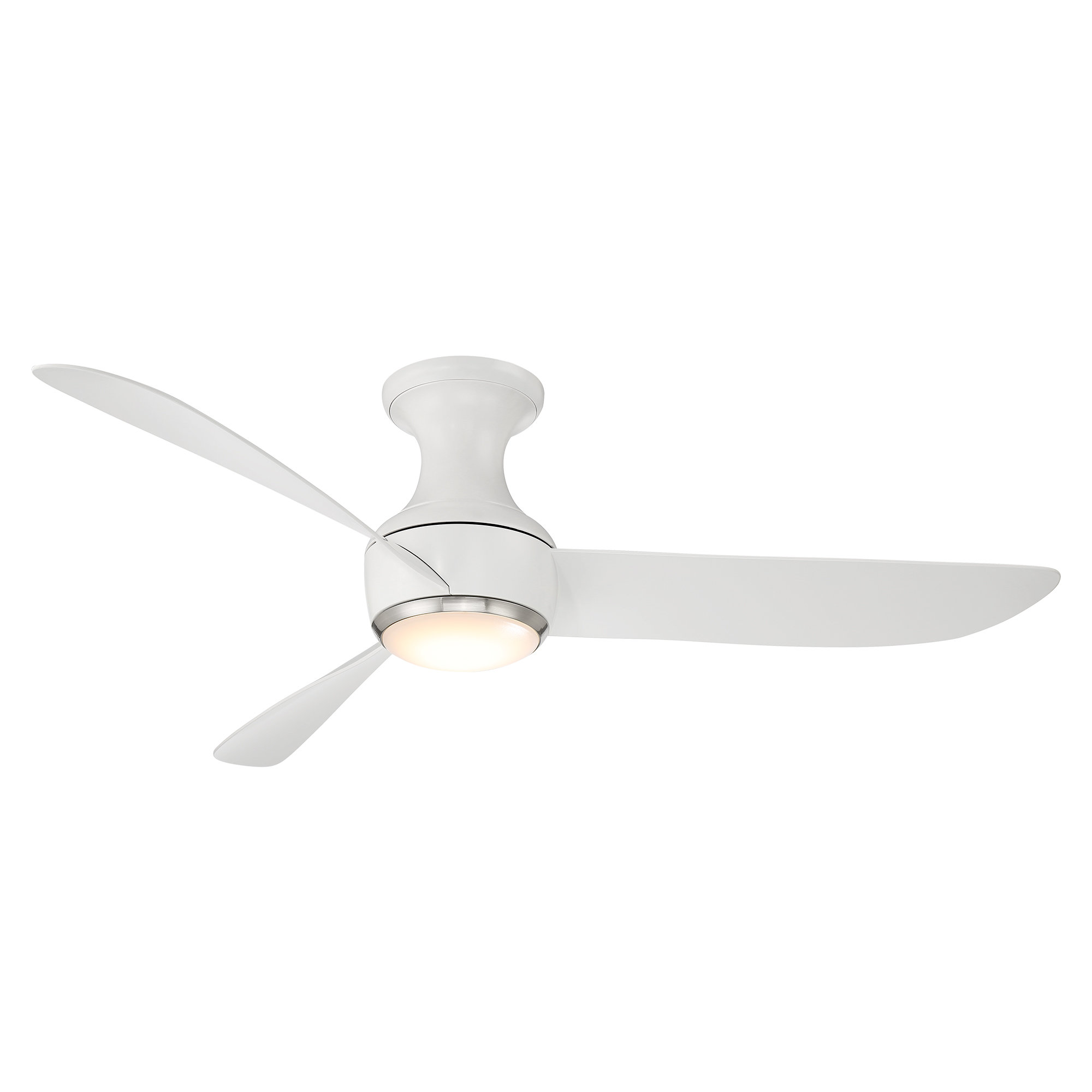 Corona 3 - Blade Outdoor/Indoor Smart Flush Mount Ceiling Fan with Remote Control and Dimmable LED Light Kit Included , 52"
