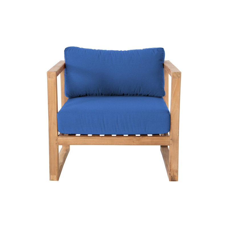 Venice Outdoor Teak Lounge Chair, Sapphire