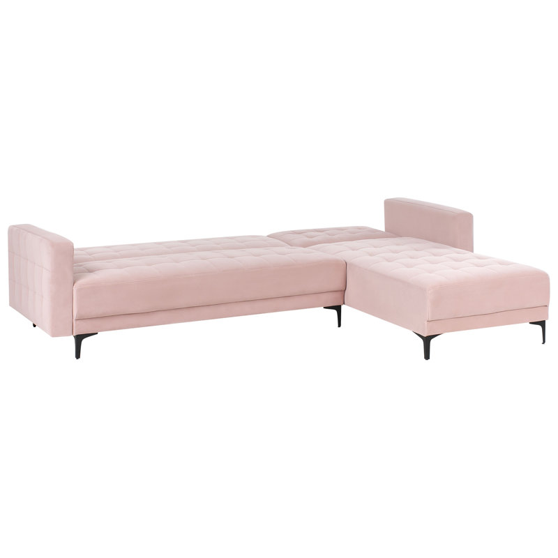 Aliyha 4 Seater Velvet Sofa Bed, Pink, Right Hand Facing
