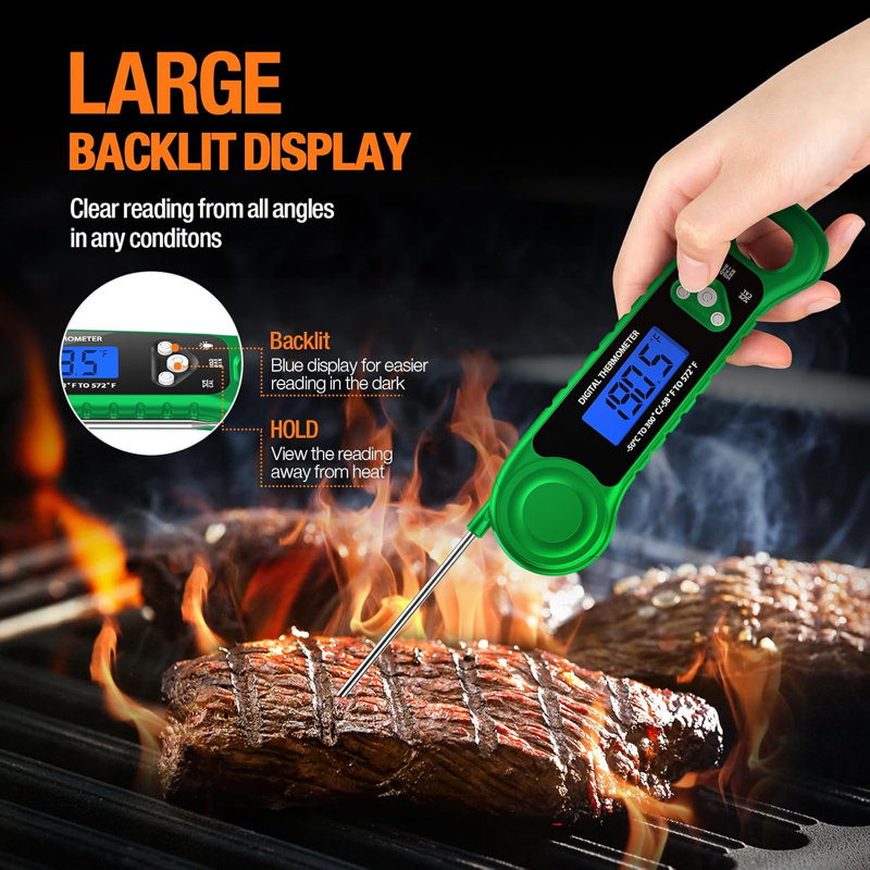 Instant Read Digital Meat Thermometer Green