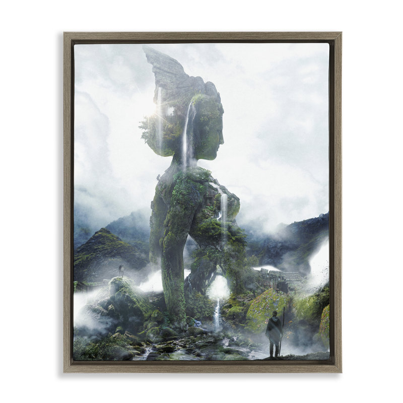 Cadre flottant statue de femme Mossy Nature, conception par Barrett Biggers, H 31 po x l 25 po