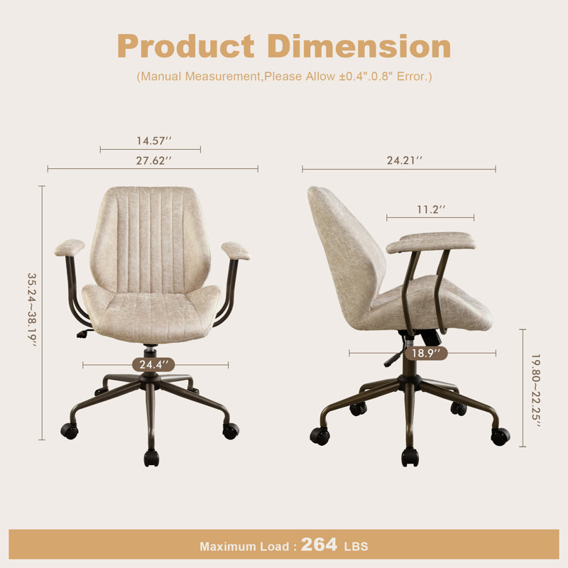 Chaise de bureau Kalysia, Blanc cassé