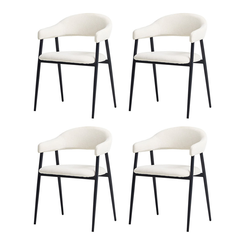 Remedios Modern Dinning Chair With Metal Legs, 4, Beige