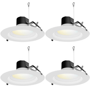 Éclairage encastré commercial à DEL de 9,5 po de 40 W / 30 W / 20 W 5CCT 120 à 347 V à intensité variable (Ensemble de 4)