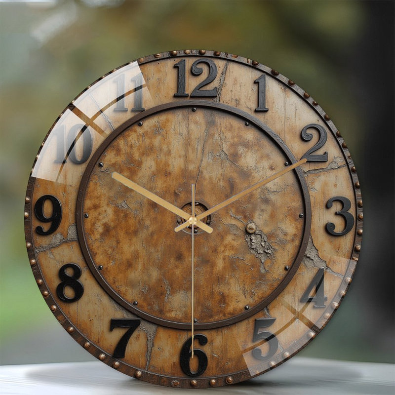 Horloge murale de style rétro avec design rustique - Horloge murale moderne en verre 12 po
