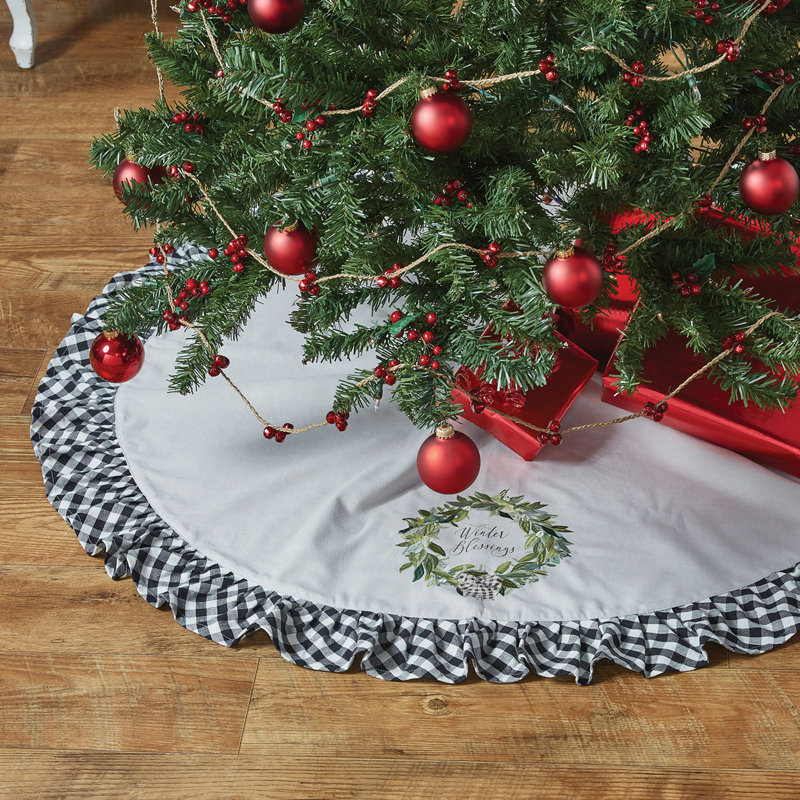 Gray and Black Buffalo Check Ruffled Tree Skirt