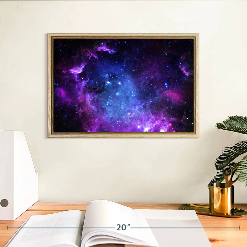 Étoile de nuit, 13 po x 9 po, Cadre flottant en bois naturel
