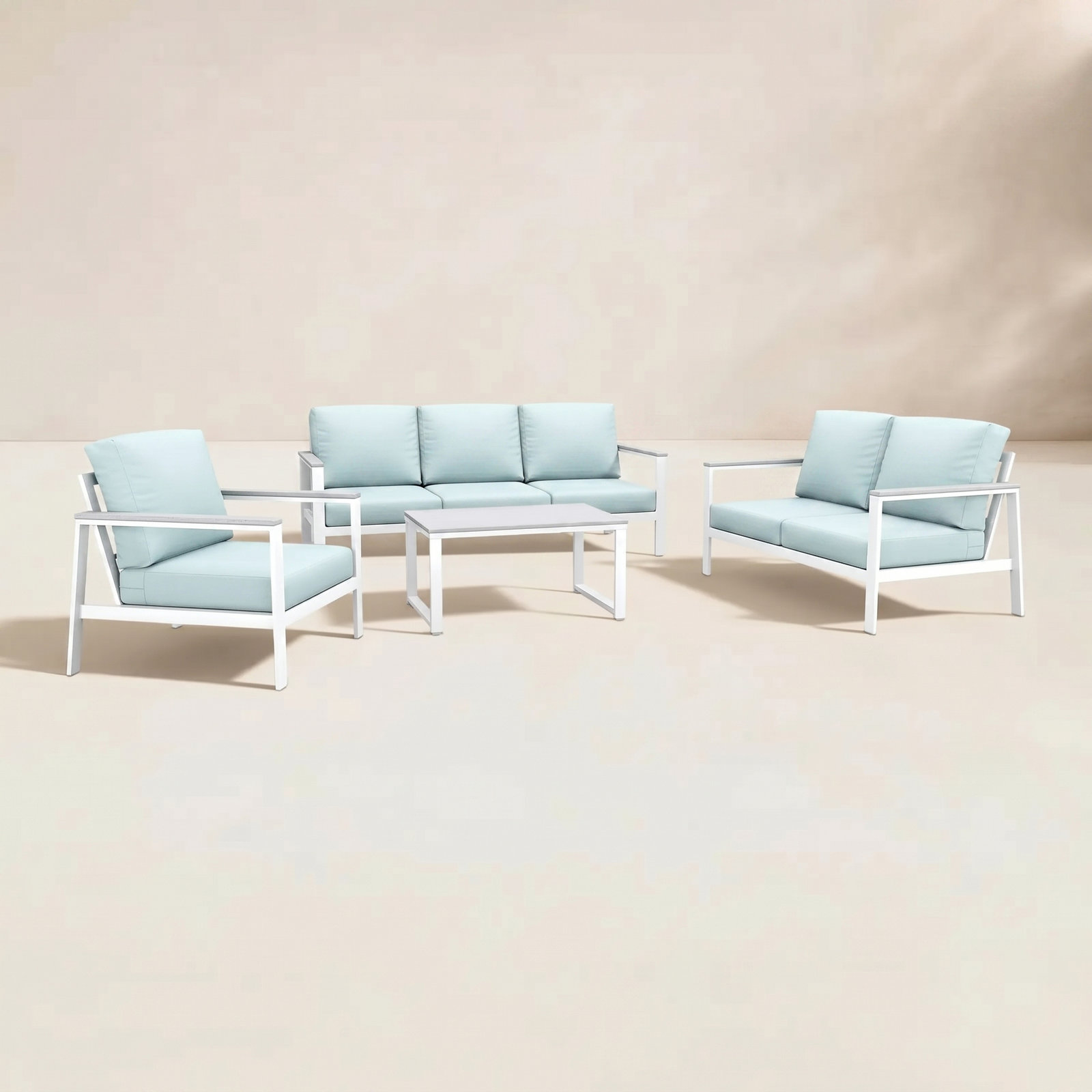 Townsend 6-Person Sunbrella® Patio Seating Group, Bliss Dew, White