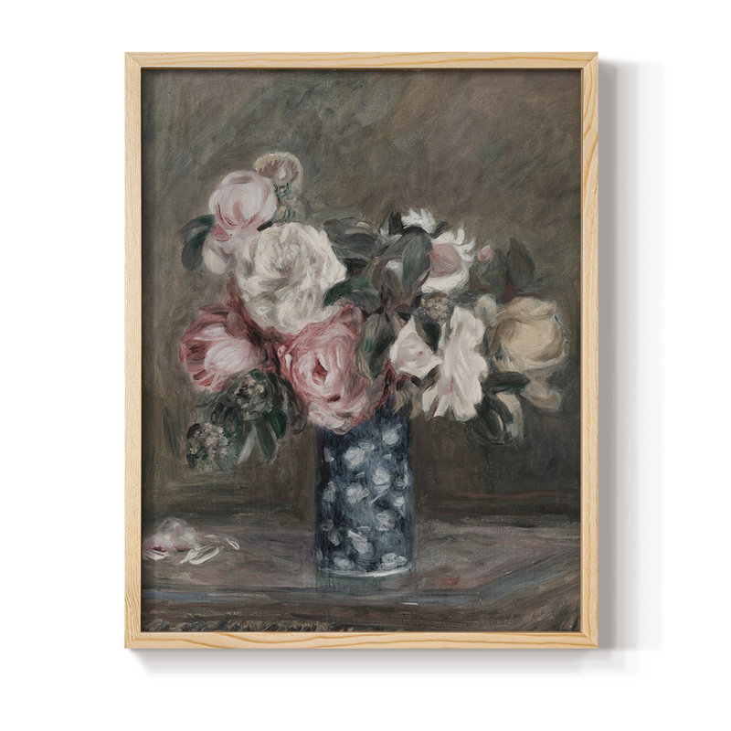 «Vintage Floral Print», impression encadrée CCLxxxii - bois massif, H 21 po x l 17 po, Naturel