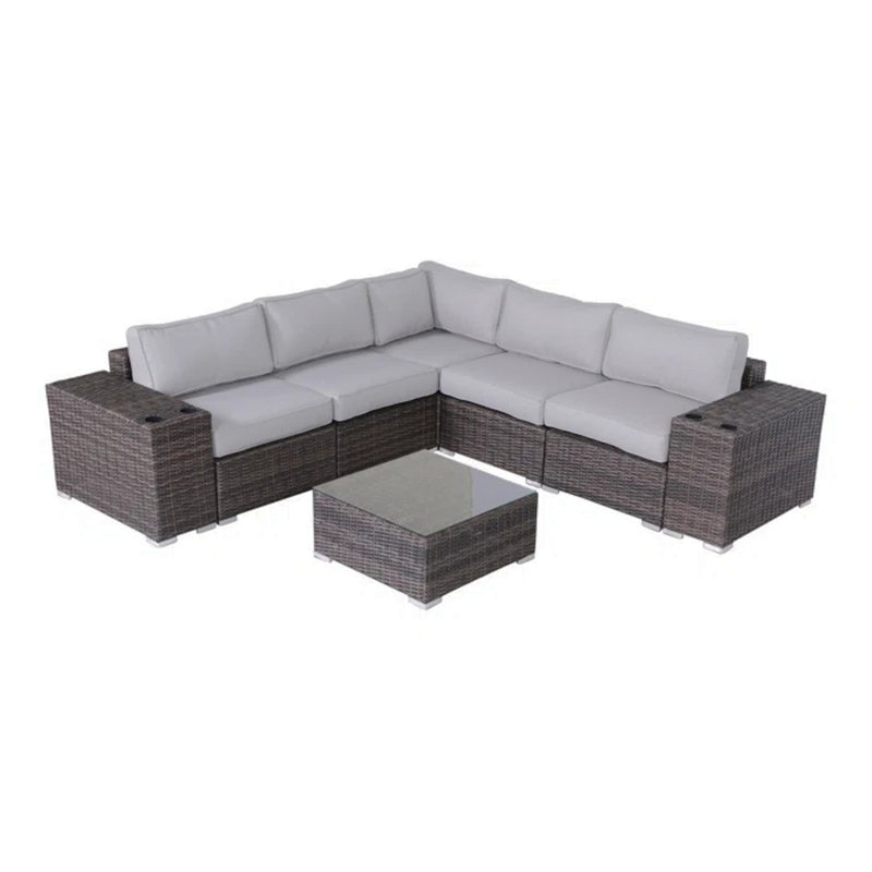 Ensemble de meubles de patio en osier pré-assemblés 4 pièces avec coussins