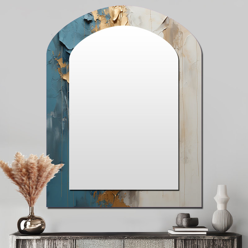 Blue Blue Meditation Portrait - Miroir mural Mid-Century, 43 po x 33 po