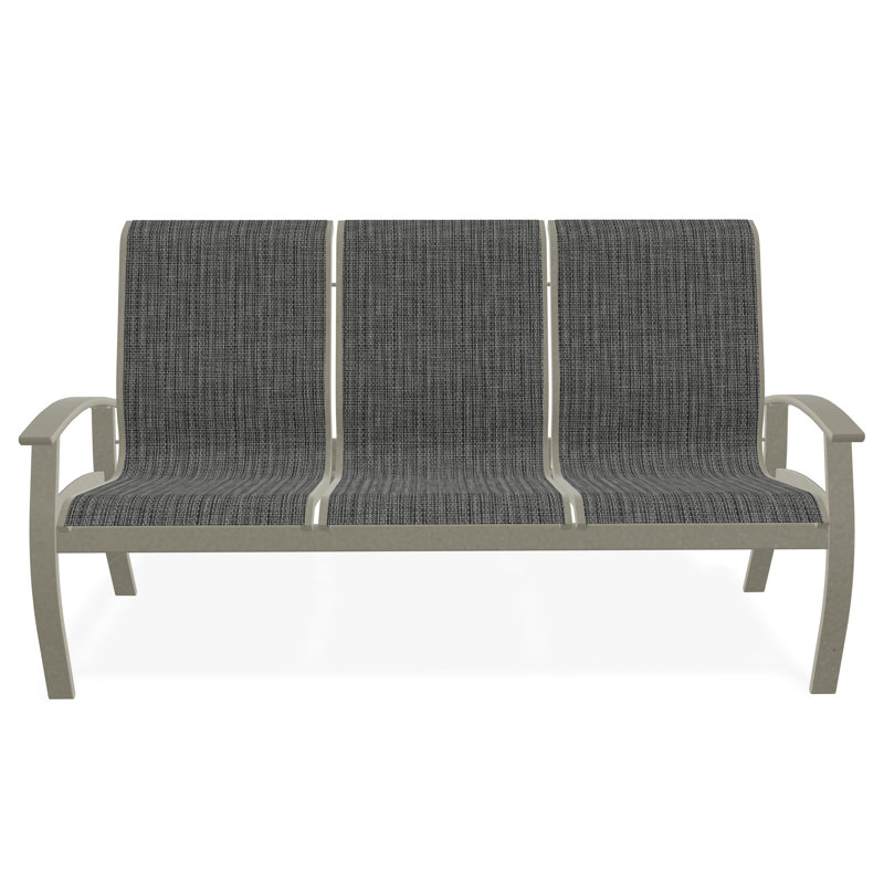 Belle Isle Sling Aluminum Frame 3-Seat Sofa with Marine Grade Polymer Arm Accent, Harbor, Storm