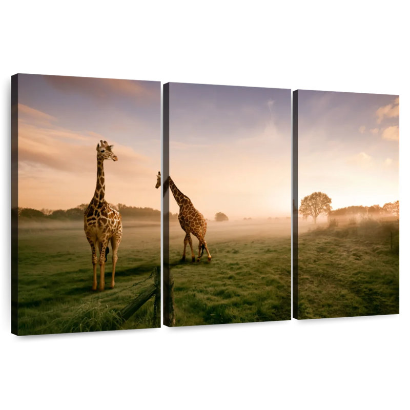 Brampt, girafes dans la savane, H 42 po x l 65 po