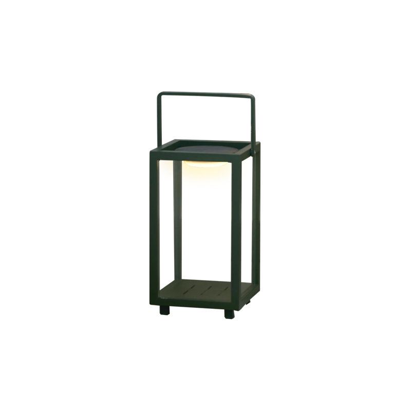 Lighthouse Aluminum/Glass Floor Lantern, 16.6" H x 9.1" W x 9.1" D, Dark Green
