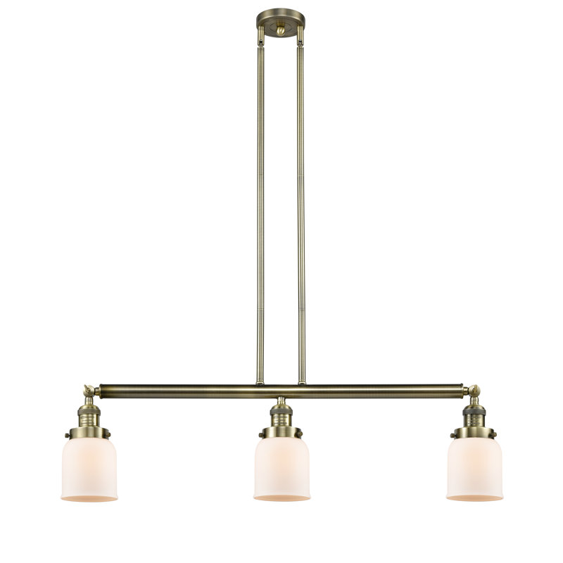 Tom 3 - Light Kitchen Island Pendant, No Bulb Included, Matte White Cased, Antique Brass