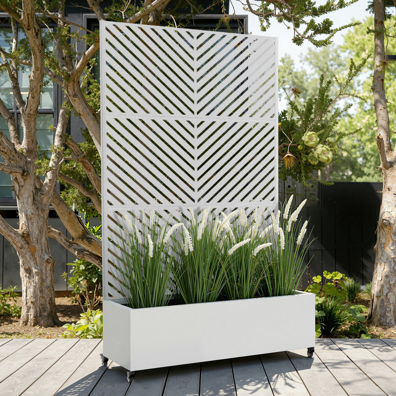 Raised Garden Bed with Trellis on Wheels – Versatile Metal Planter Box with Trellis, Multi-Style Planter Boxes with Trellis Privacy Screen for Patio and Garden
