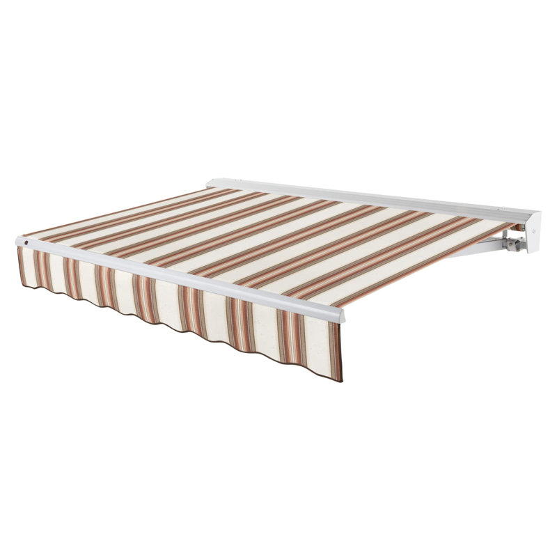 Awntech Destin Patio Retractable Awning with Protective Hood, 24' W x 10' D, Left Motor, Brown/Tan/Terracotta Multi