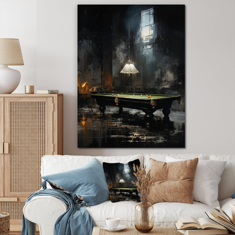 Art sur toile Billard, H 44 po x l 34 po x P 1,5 po, Toile tendue