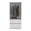 Armoire avec portes doubles, 2 tiroirs et tringle blanche-910529986