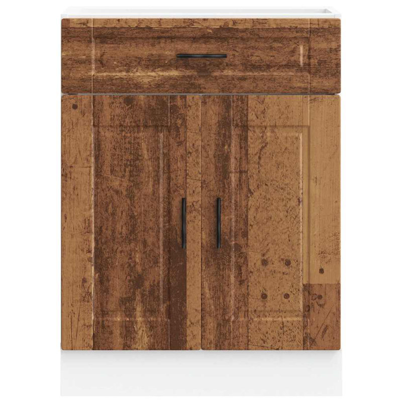 Latitude Run Kitchen Corner Base Cabinet Porto Engineered Wood, Old Wood, 60 x 46 x 81.5 cm