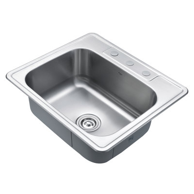 KRAUS 25 inch L Topmount Single Bowl 18 Gauge Stainless Steel Kitchen Sink with NoiseDefend Soundproofing