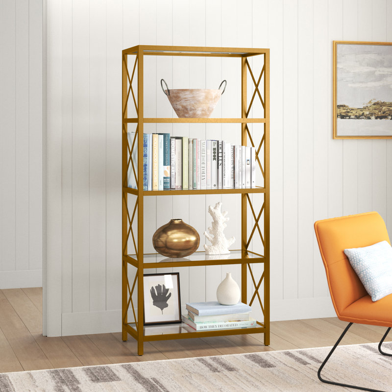 Bibliothèque étagère Celine H 66 "x l 30", Brushed Brass