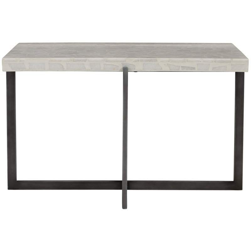 Beige Terrazzo Large Cocktail Table with Flint Grey Base