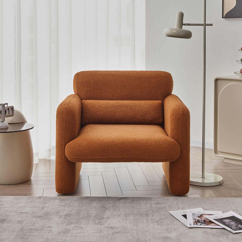 Jahquell Upholstered 34'' Sofa, Dark Orange Lamb Fabric