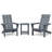 Ensemble de 2 chaises Adirondack avec table d'appoint, chaises de foyer d'extérieur toutes saisons pliables Adirondack