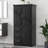 Tall And Wide Storage Cabinet With Doors For Bathroom/Office, Three Drawers, Black-1999773347