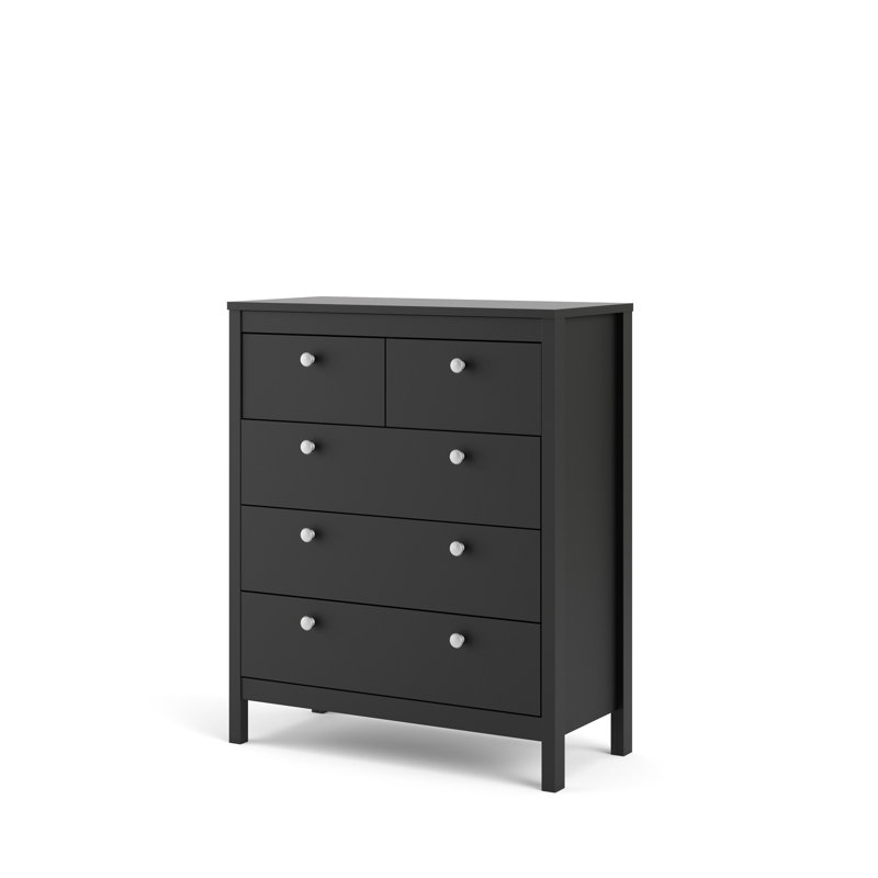 Besiana 82.1 cm W Chest of 5 Drawers, Black