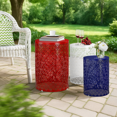 Ensemble de 3 tables d'appoint d'extérieur empilables en métal