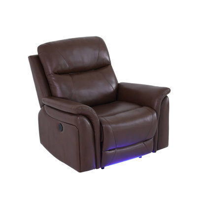 Chester Reddish  Brown Vegan Leather 2-Pieces  Reclining  Sectioanal Living Room Sofa Set With Cup-Holders ,Wireless Charging And LED Lights