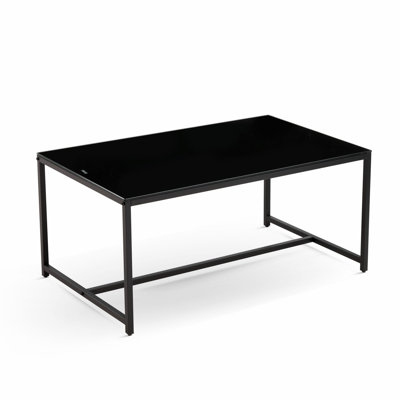Coffee Table, Glass Tea Table With Metal Legs